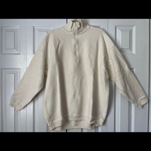 AERIE Quarter Zip Ribbed Sweater